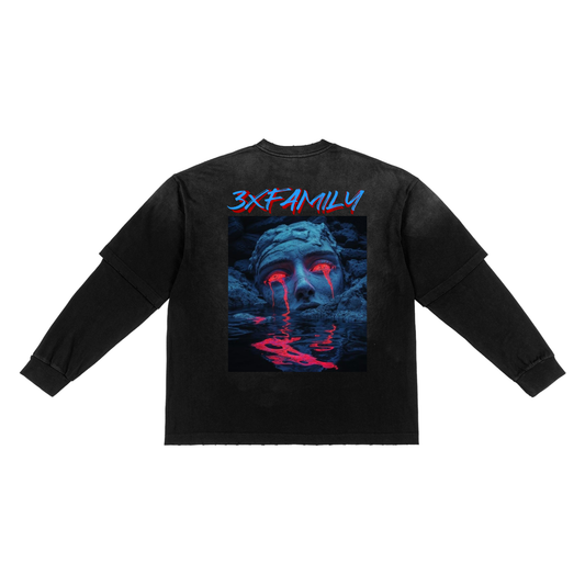 Sunfade Hand-Frayed Faux Two-Piece T-Shirt ODMPOD