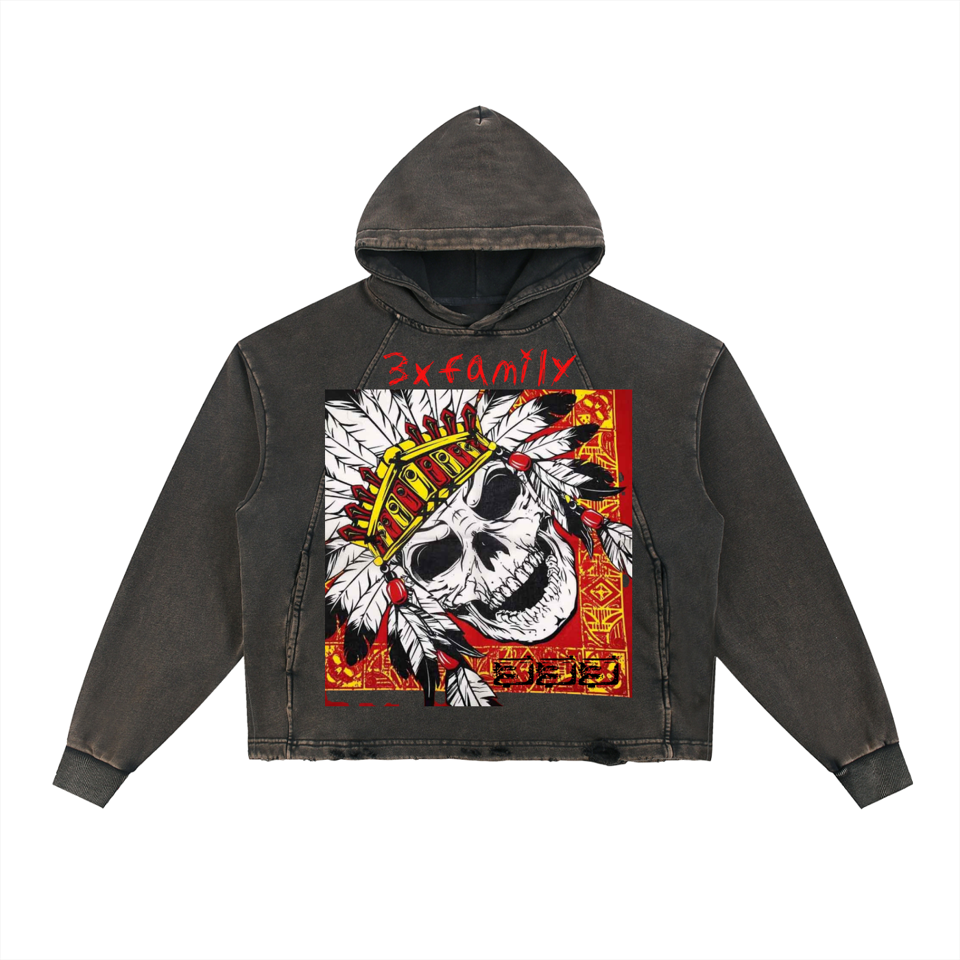 Vintage Washed Frayed-Hem Hoodie ODMPOD