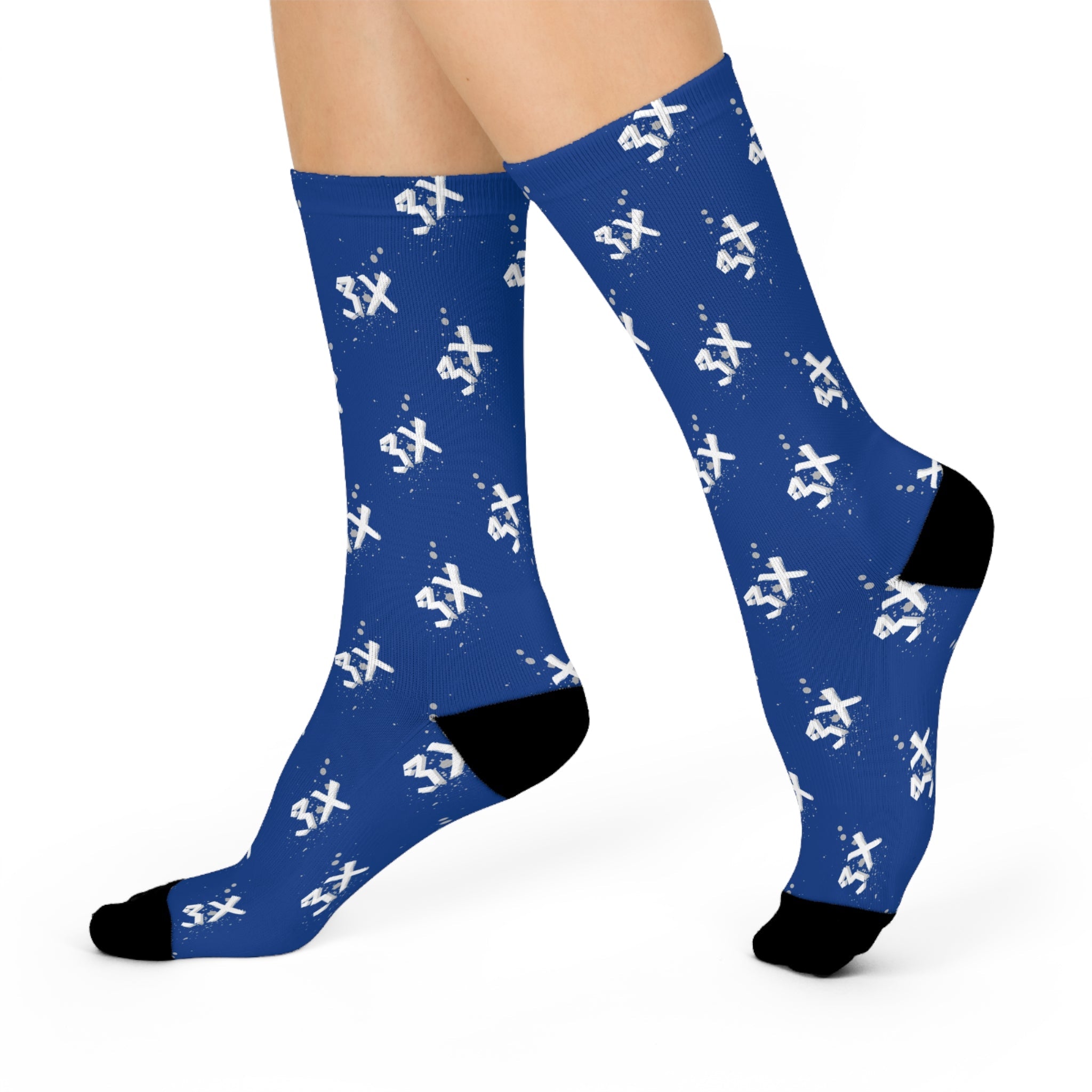 3X Splatter Socks - Dark Blue Printify