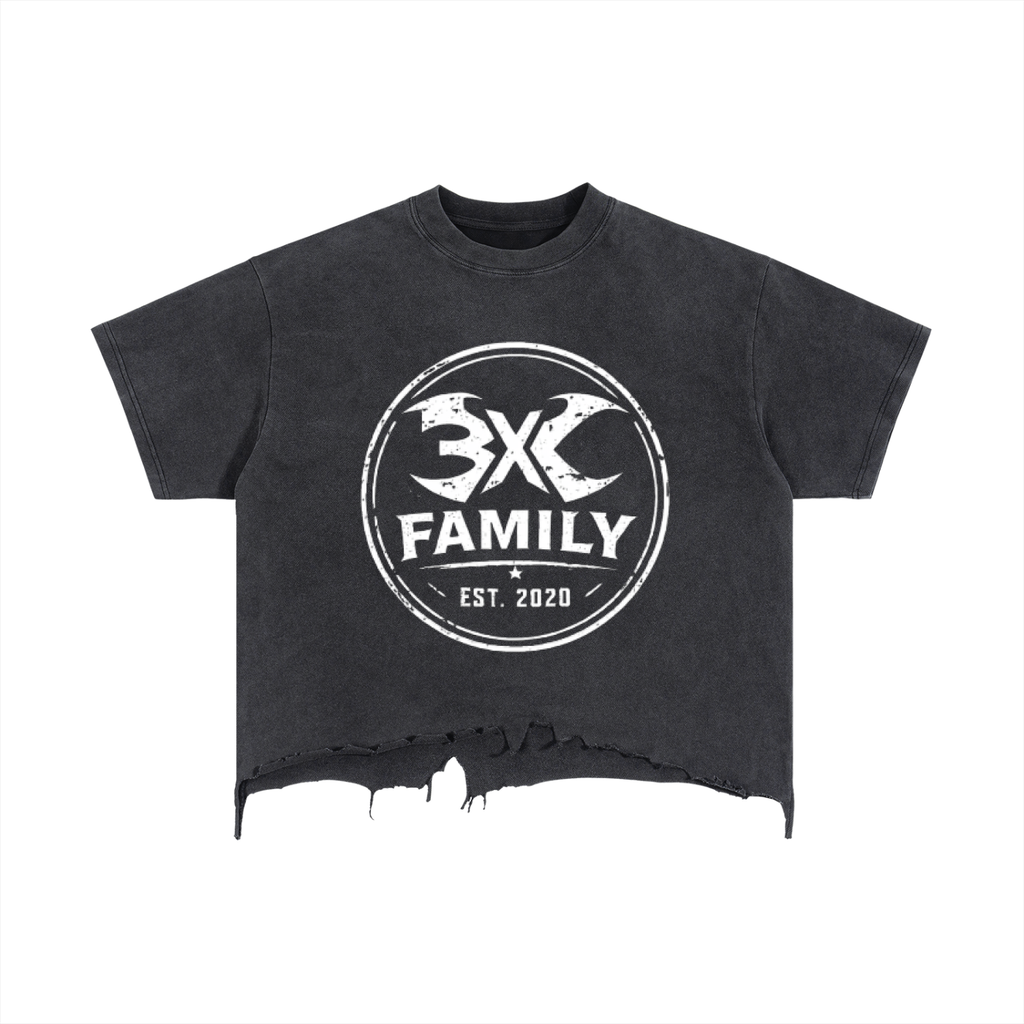 Vintage Wash Boxy Distressed Hem T-Shirt ODMPOD