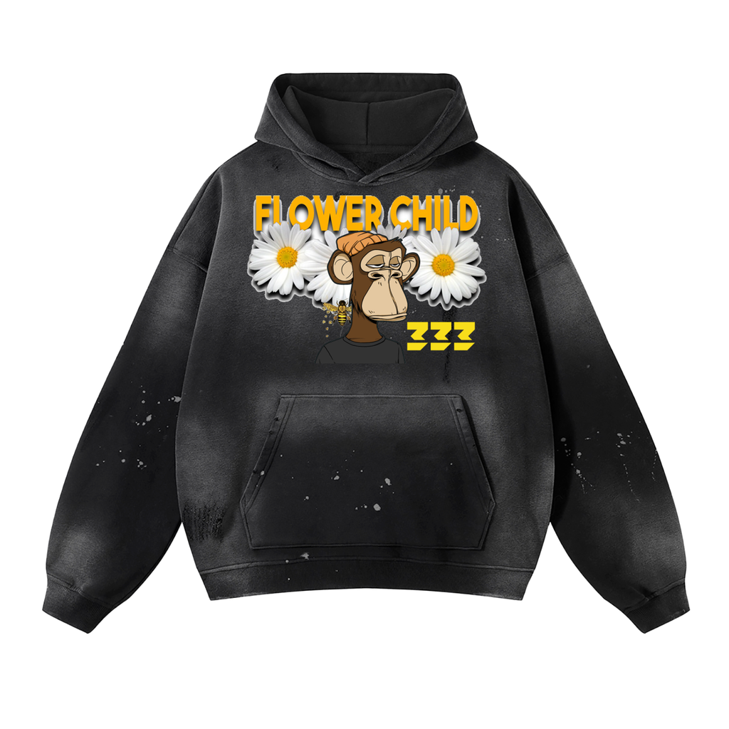 Vintage Washed Frayed Fleece Hoodie ODMPOD