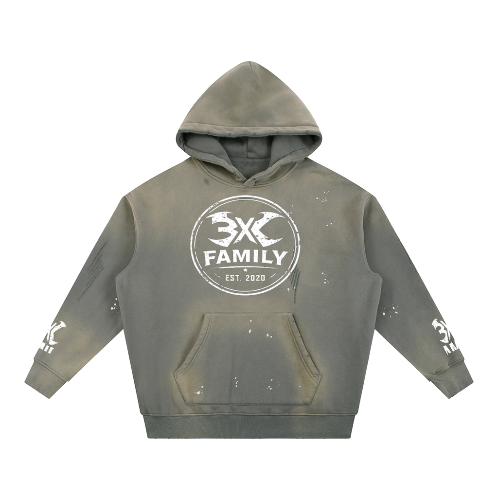 Vintage Washed Frayed Fleece Hoodie ODMPOD