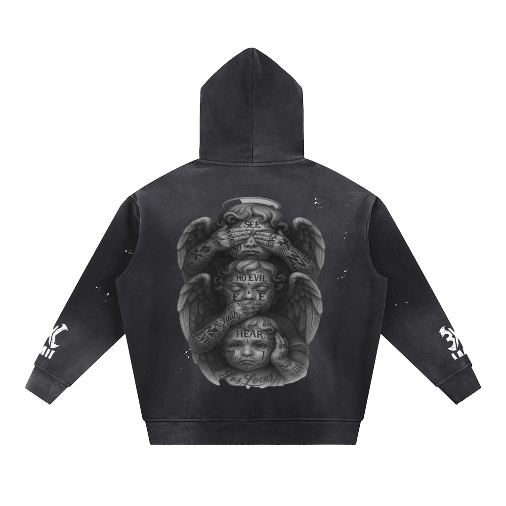 Vintage Washed Frayed Fleece Hoodie ODMPOD