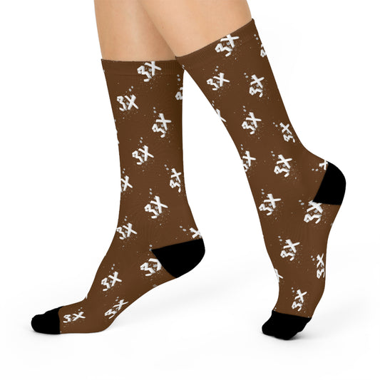 3X Splatter Socks - Brown