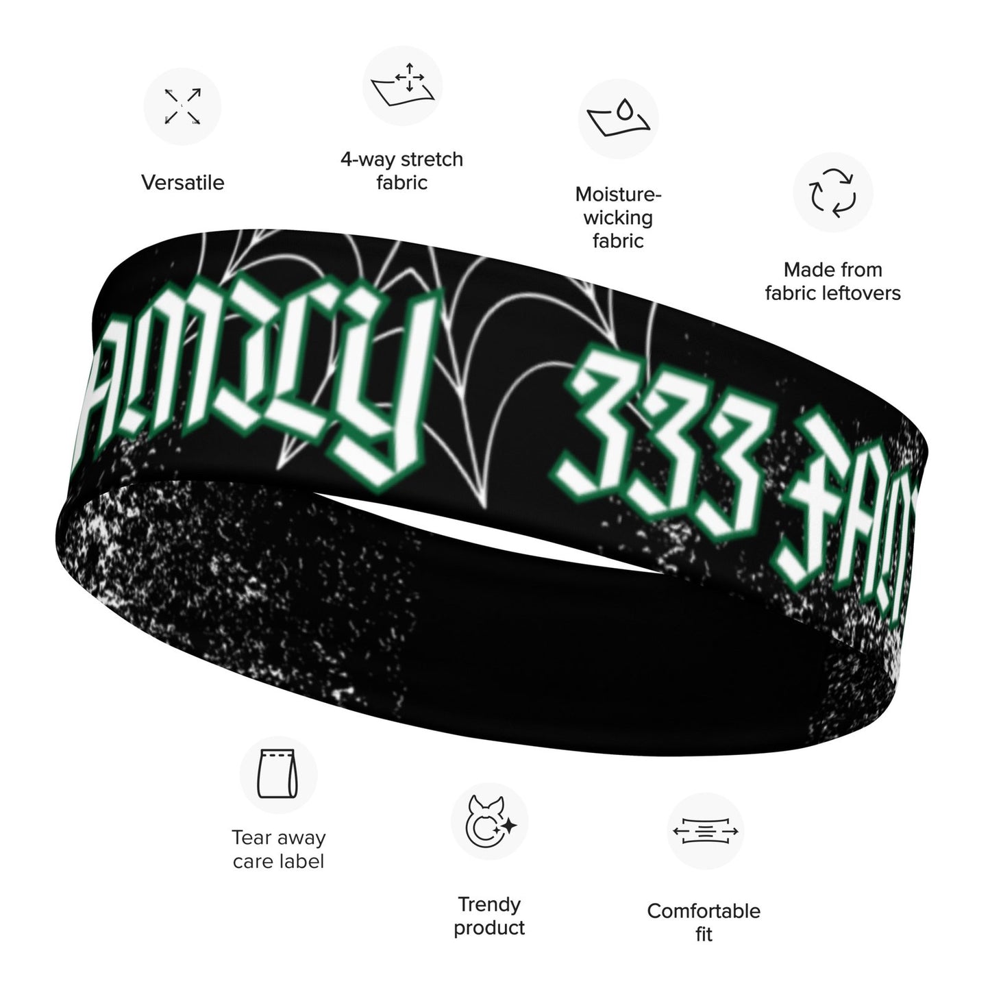 333 Family Headband - Black/Green