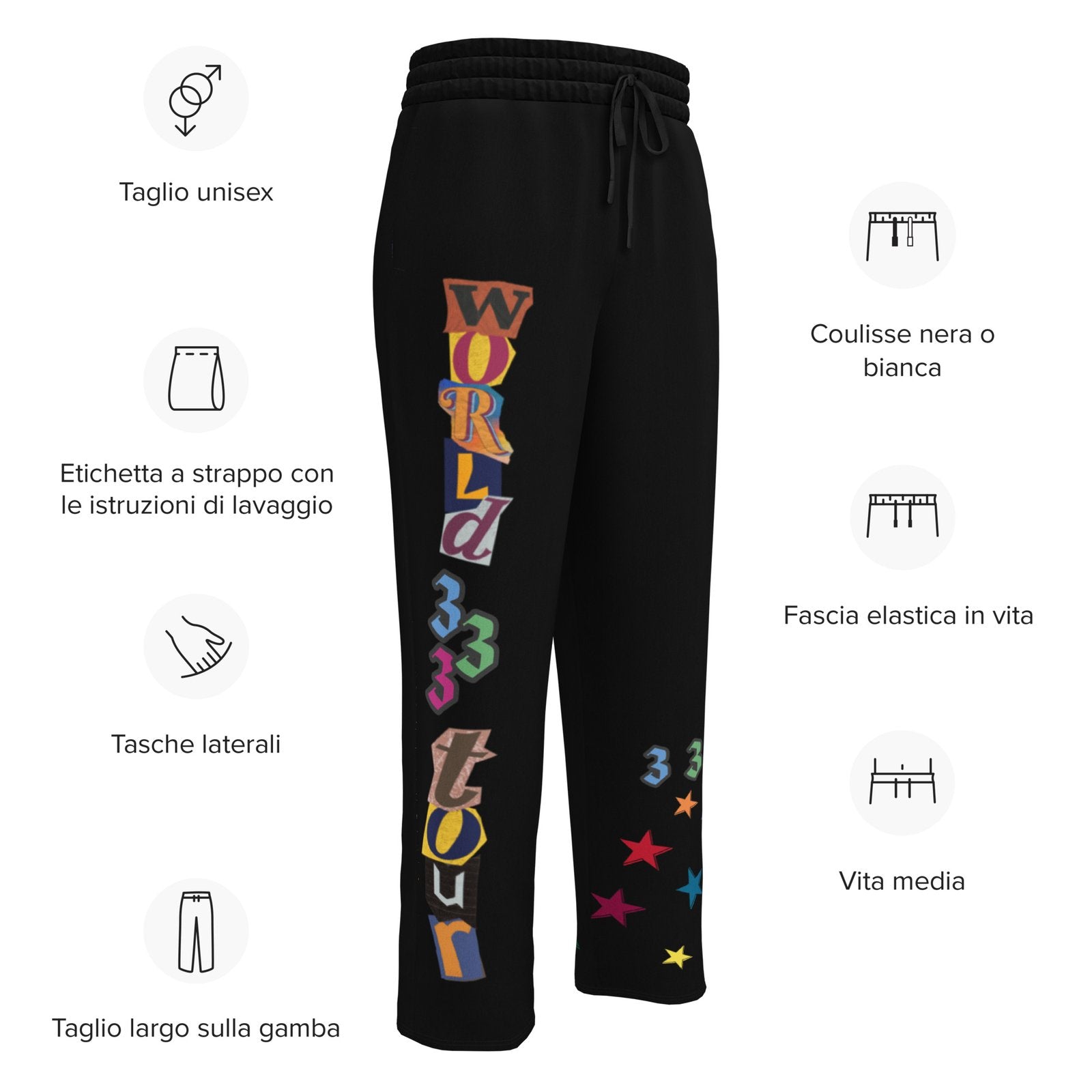 333 World Tour Wide Leg Pants - Black 