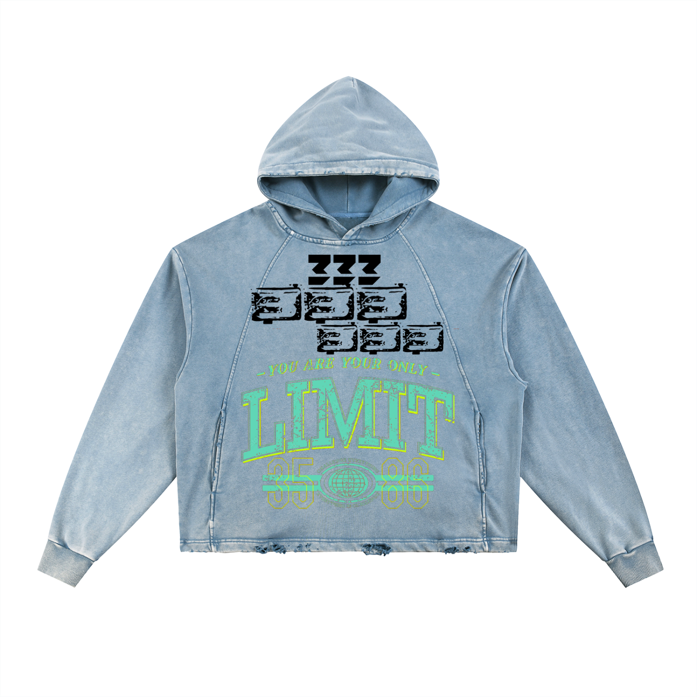 Vintage Washed Frayed-Hem Hoodie ODMPOD