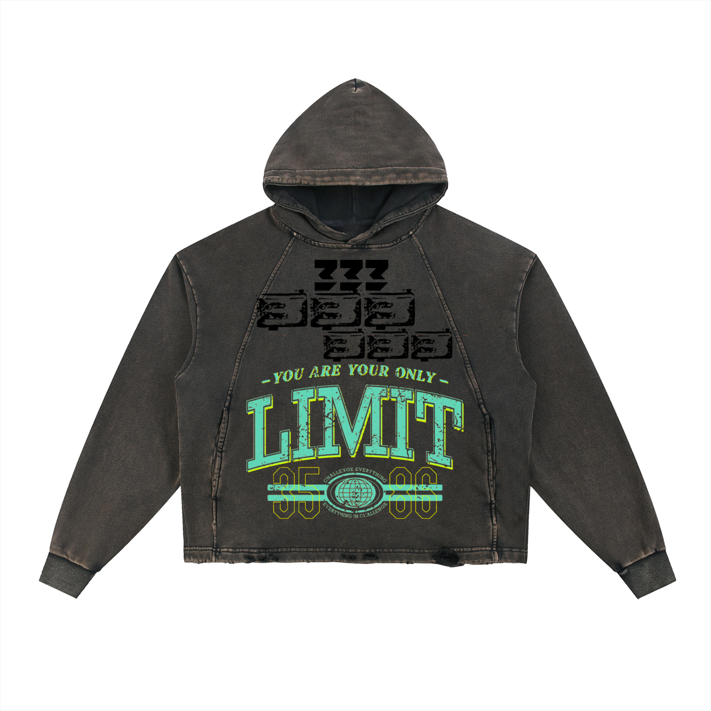 Vintage Washed Frayed-Hem Hoodie ODMPOD