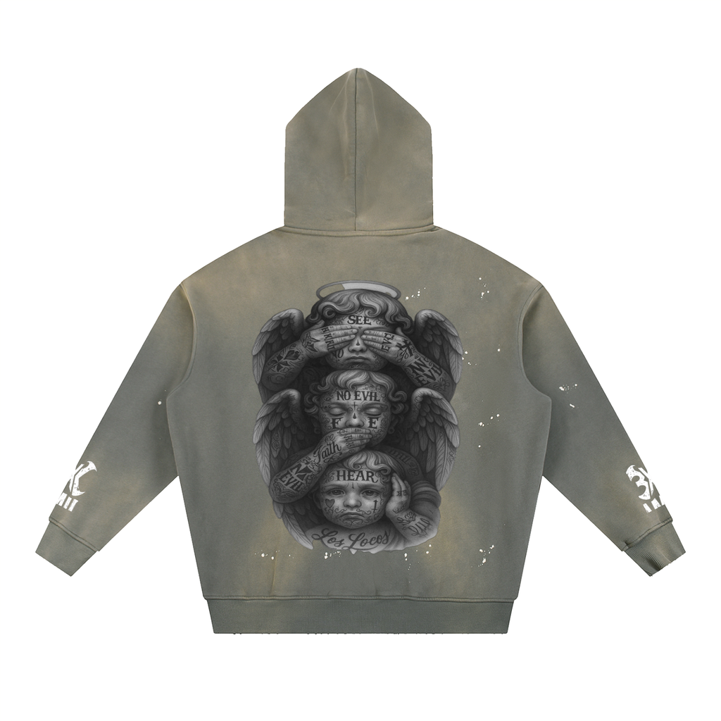 Vintage Washed Frayed Fleece Hoodie ODMPOD